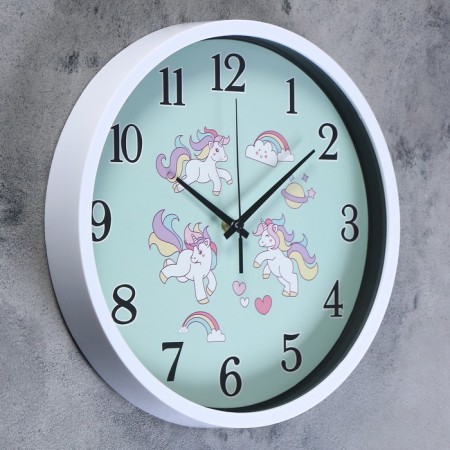 Children's wall clock "Unicorn", smooth move, D-30 cm-1