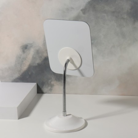Desktop mirror, on a flexible leg, mirror surface 13.5 × 16.5 cm, white color-1