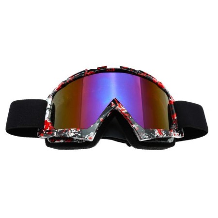 Mask glasses for motorcycle engineering, glass blue-violet chameleon, black-red, OM-25