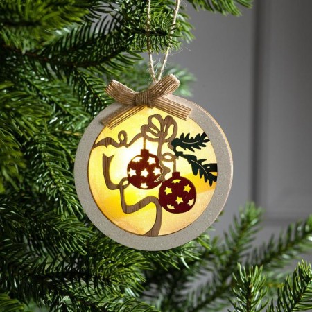 Christmas tree toy "Ball with a branch", from batteries, glow warm white