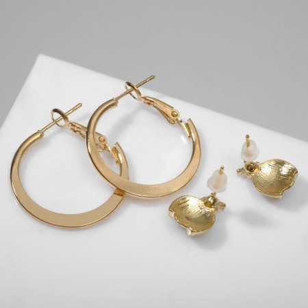 Ring earrings with blanks "God's ladybug", color gold, d = 2.5 cm-1