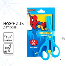 Baby scissors 13 cm, plastic two-tone pens, spider-man, mix