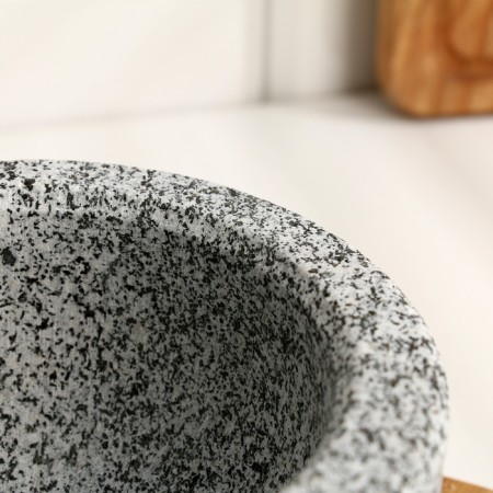 A mortar with a pestle made of stone is large, 450 ml, gray, in a box-8