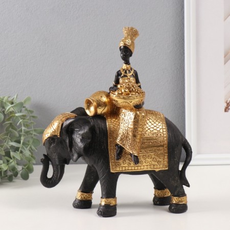 Souvenir Polystone "African Rudo with gifts on the elephant" 9.5x23x27.5 cm