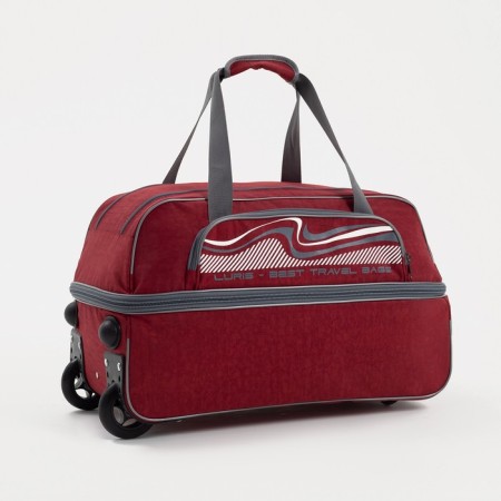 Road bag on wheels, a lightning department, with an increase, an outer pocket, burgundy color