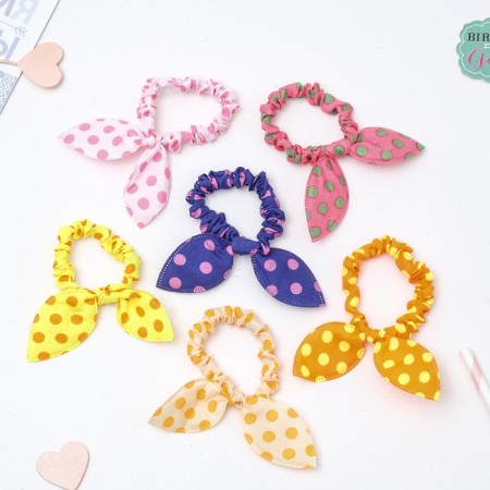Hair elastic band "Fun ears" lace small ball, mix-1