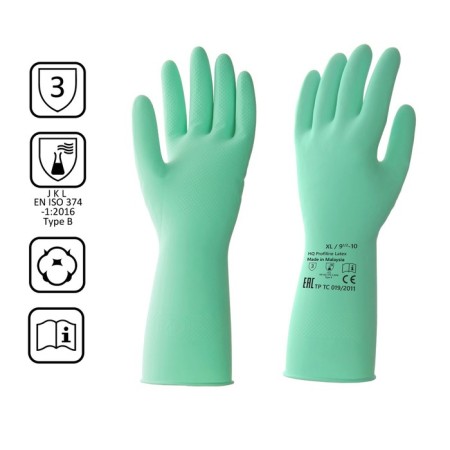Latex reusable green gloves, size XL