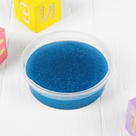 Slime "Glass" with bright blue sparkles, 90 g-1
