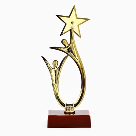 The award figure "Man with a star", gold, a plastic stand red, 18 x 6 x 6 cm.-4