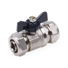 Aqualink ball valve, PN 10, 16 x 16 mm, tsang/tsang, butterfly, nickel.