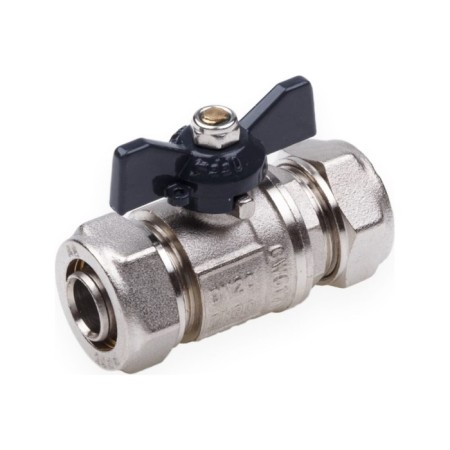 Aqualink ball valve, PN 10, 16 x 16 mm, tsang/tsang, butterfly, nickel.