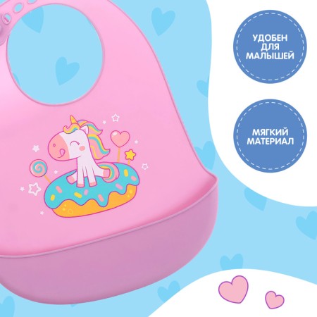 Silicone's bib “unicorn”, purple color-1