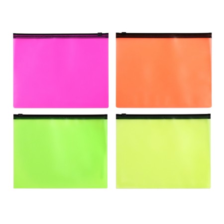 A set of removal converts on the A5, 150 microns, Calligrata Neon, with black zipper, translucent, neon, 12 pieces, mix-1