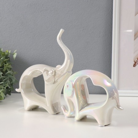 Souvenir Ceramics "Elephants with heart" Purvapons set 2 pcs H = 12 cm 6x17x22 cm-2