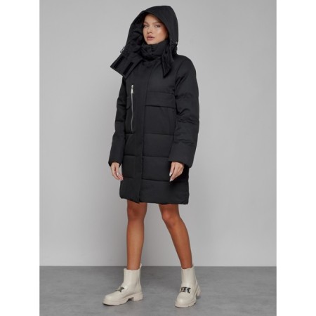Coat insulated winter female, size 50, black color-4