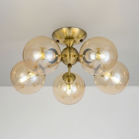 Ceiling chandelier CITILUX “Tommy” CL102153, 52x52x24.5 cm, 5x40W, E14, brown color-4