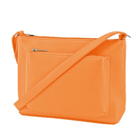 Bag women, genuine leather, orange 24x6x19 cm