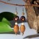 Handmade earrings, wooden "oil" with circles, color mix
