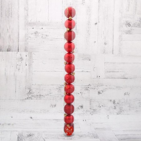 Set of balls plastic D-5 cm, 12 pcs "Winter Night" Red-1