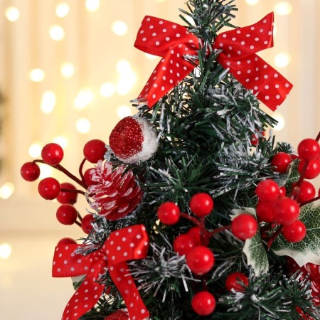 Christmas tree decor "Festive" bow in peas, 15x29 cm, red-2