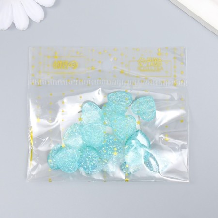 Decor for creativity Plastic "Heart" Harography Blue Set 20 pcs 1.6x1.6 cm-3