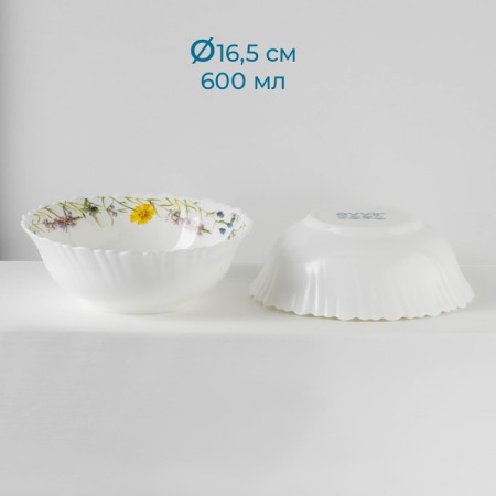 Service AVVIR "Field Flowers", 18 objects: 6 plates D = 16.5 cm, D = 17.5 cm, d = 23 cm, glass -ceramic, white color-3