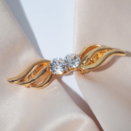 Cardigan clamp "Waves", white color in gold