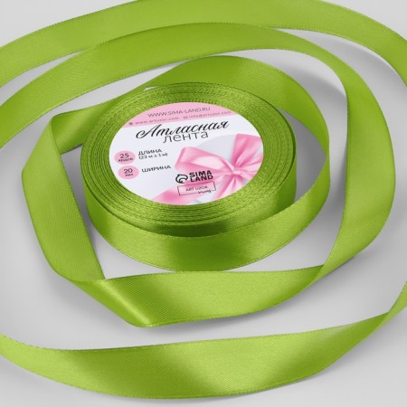 Satin tape, 20 mm × 23 ± 1 m, color light olive No. 184