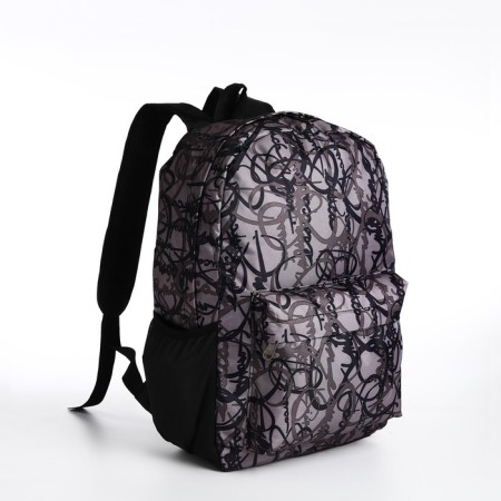 School backpack from textiles on lightning, 3 pockets, color gray color-2