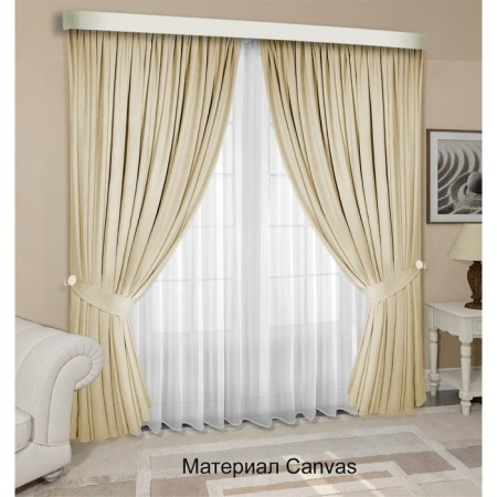 Set of curtains "Canvas", size 200x260 cm, 2 pcs, color light-beige-1