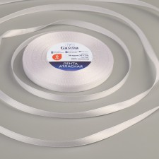 Satin tape, 6 mm × 33 ± 2 m, white color No. 001