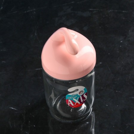 Bank for bulk products "Axis", 500 ml, glass, pink cover, Iran-1