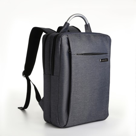 City backpack on a zipper, 2 pockets, with USB, gray color-2