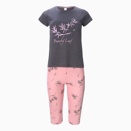 Female home set (T -shirt/Bridges), plum color, size 44