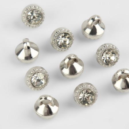 A set of buttons on the leg, d = 8 mm, 10 pcs, white/silver color-1