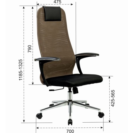 A chair for the head of Brabix Premium Ultimate EX-801 Chrome, X2 mesh, black/brown-5