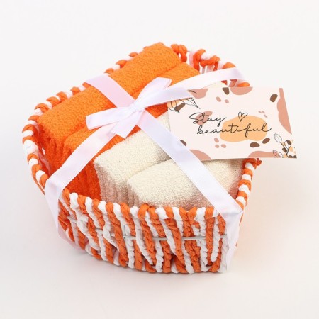 A set of terry decorative napkins Ethel "heart", 30 × 30 cm - 4 pcs, orange, 100% cotton-5