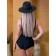 Female bathing suit, size 52, black color, yellow