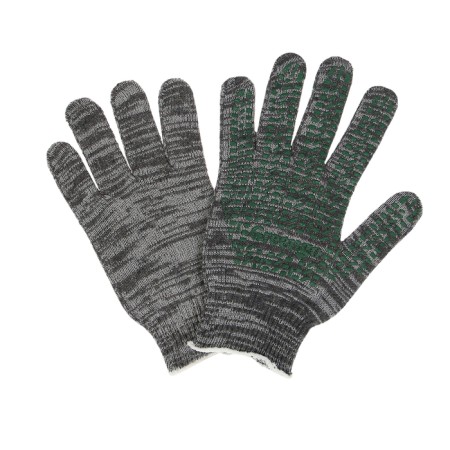 Workers, m/b gloves, knitting 10 class, 5 threads, size 9, with PVC dots, gray, Greengo-1