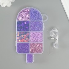 A set of beads, sequins, glass for creativity No. 2, col. violet