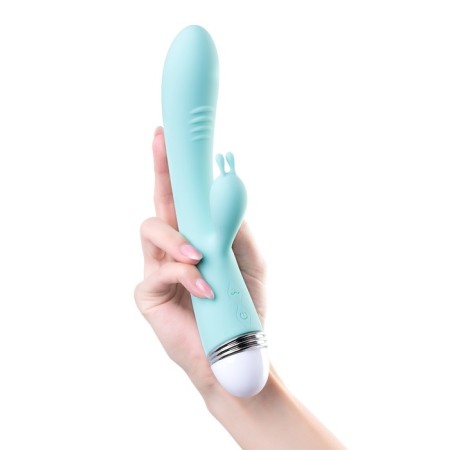 Flovetta by Toyfa Iris vibrator with clitoral stimulator, silicone, 22 cm, blue color-8