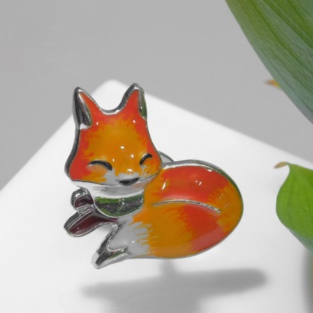 Icon "Fox", white-orange color in silver-1