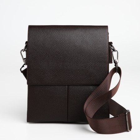 Men's bag over the shoulder, Textura, external pocket, brown color-3