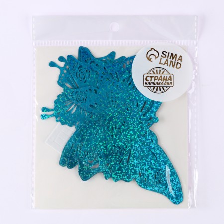 Set for decorating "Butterflies", set 12 pcs, color holography blue-4
