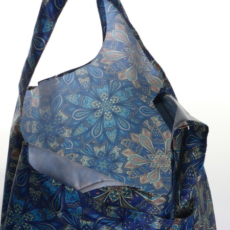 Household bag on the button, folding, blue color-2