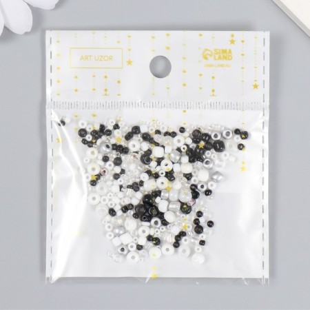 Glass beads 6/0-15/0 "Assorted black and white" d = 1.5-4 mm, nr 10gr-3