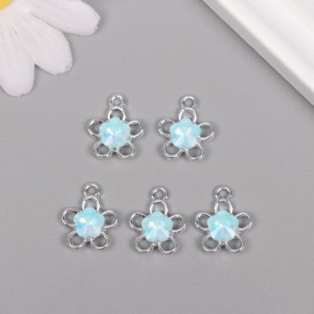 Decor for creativity Metal "Flower" silver, blue 1.8x1.5x0.5 cm-2