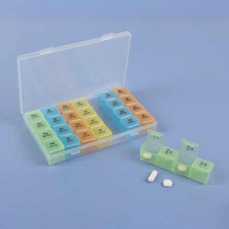 Airman - Organizer "Week", removable cells, morning/day/evening/night, 17.5 × 10.7 × 2.5 cm, 7 containers of 4 sections, multi -colored containers-2