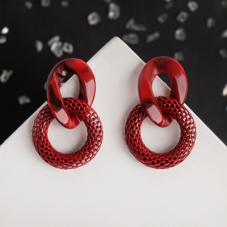 Earrings Assorted "Infinity" interweaving, red color-1