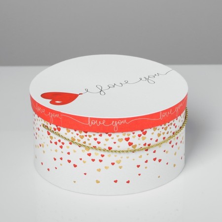 A set of round boxes 3 in 1 with a handle, gift packaging, “love”, 20 x 20 x 9.5 - 26 x 26 x 11.5 cm-3